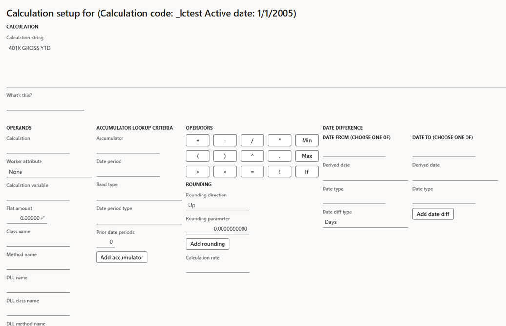 calculation setup